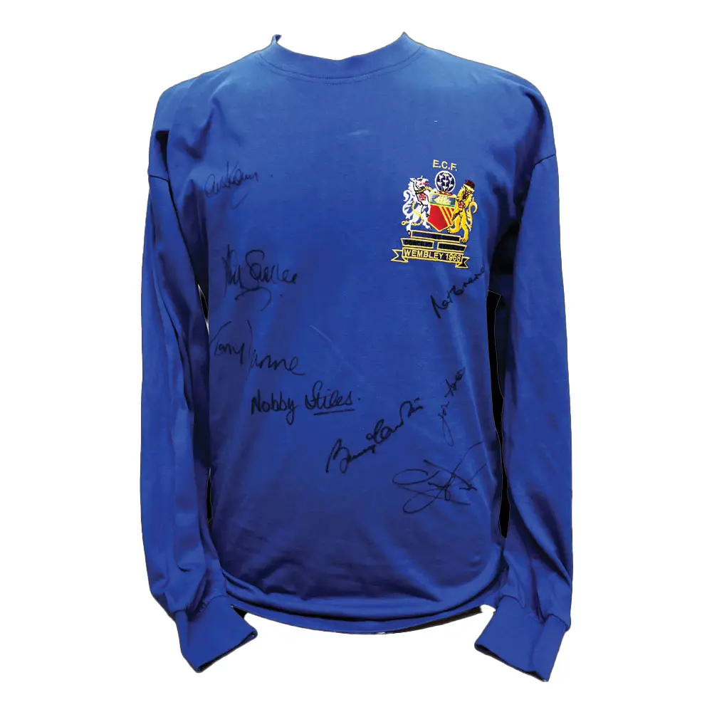 United 1968 European Cup Winners shirt signed by 8 (1)