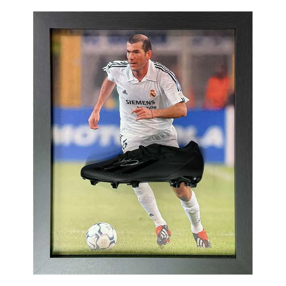 Framed Zinedine Zidane Real Madrid signed Adidas football boot