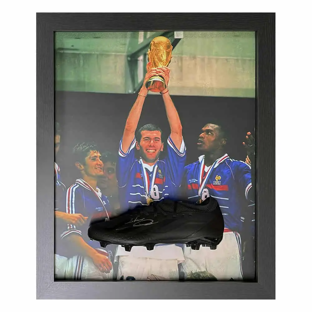 Framed Zinedine Zidane France signed Adidas football boot