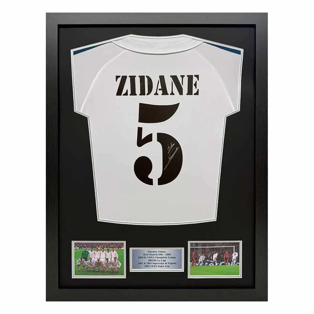 Framed Zinedine Zidane signed Real Madrid 2001-02 shirt