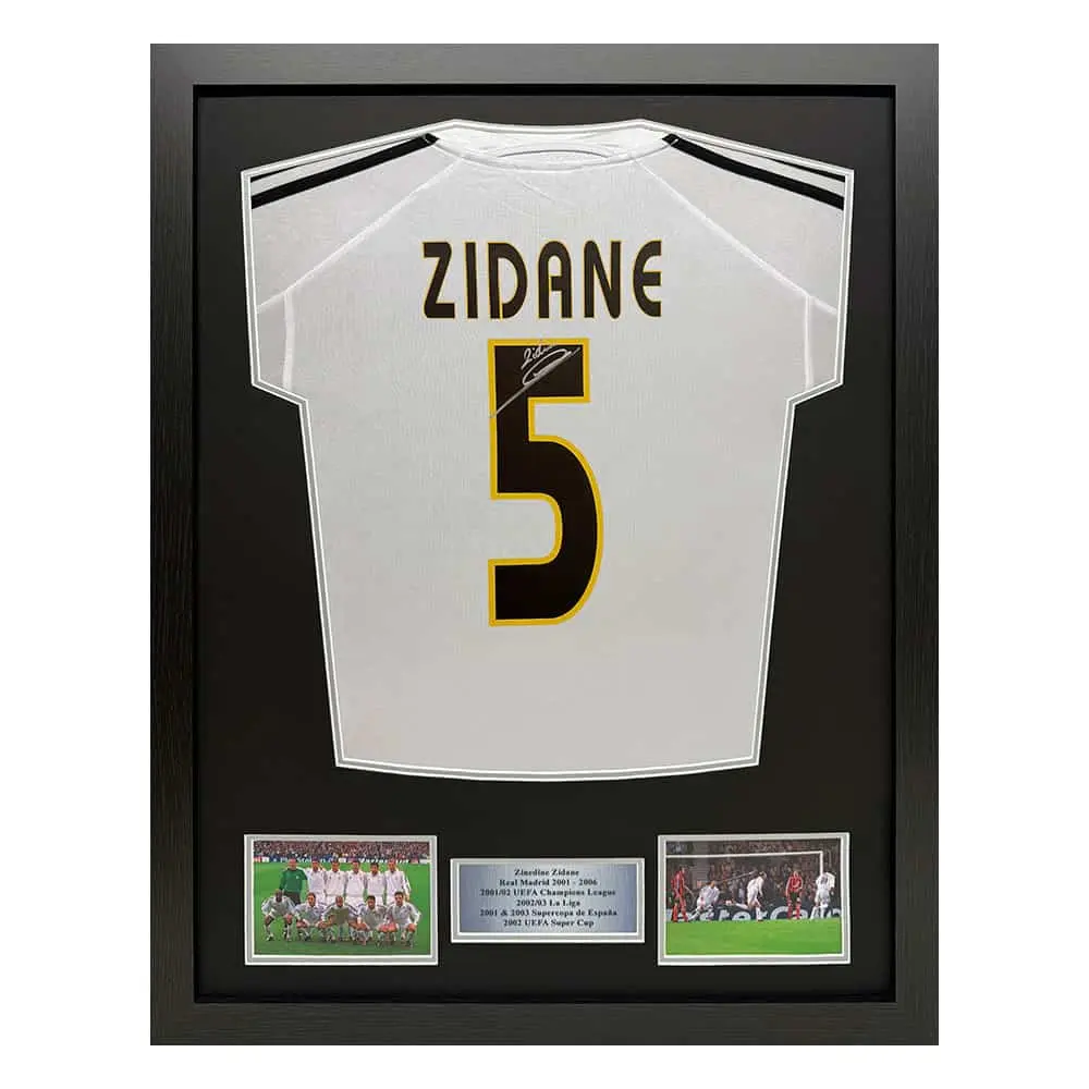 Framed Zinedine Zidane signed Real Madrid 2004-05 shirt